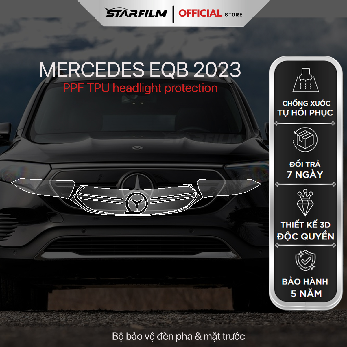 Mercedes EQB 2023 ~ 2024 PPF TPU bảo vệ đèn pha STARFILM